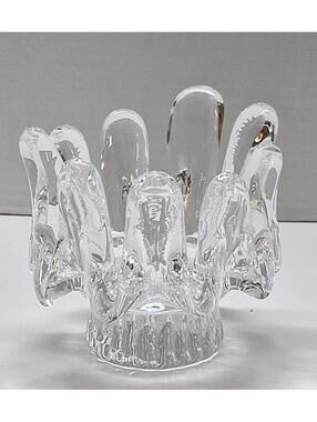 Vintage 70s Kosta Boda Goran Warff Sunflower Glass Votive/Tealight Candle Holder